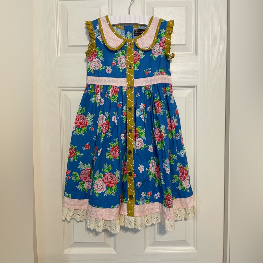 Mustard Pie blue floral dress - Size 6
